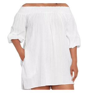 Lauren Ralph Lauren Off-the-Shoulder Dress 100% Cotton Size Large Excellent Cond